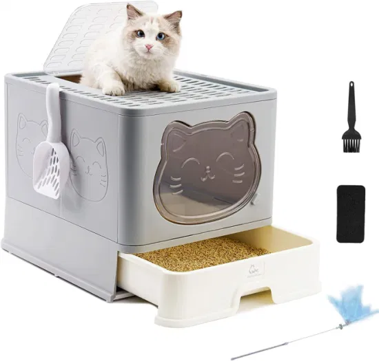 Katzentoilette, vollständig geschlossene Katzentoilette oben in großer Haustier-Toilettenschublade, Haustier-Reinigungsmittel